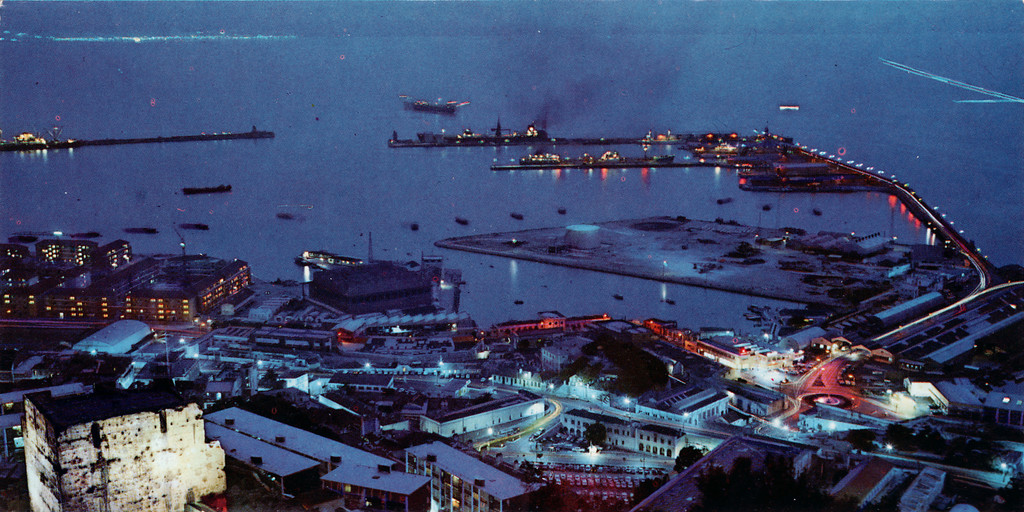 Night view of town and harbour