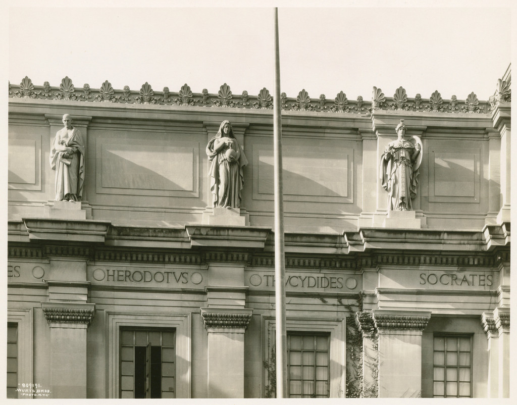 Brooklyn Institute of Arts and Sciences, view of statuary on top