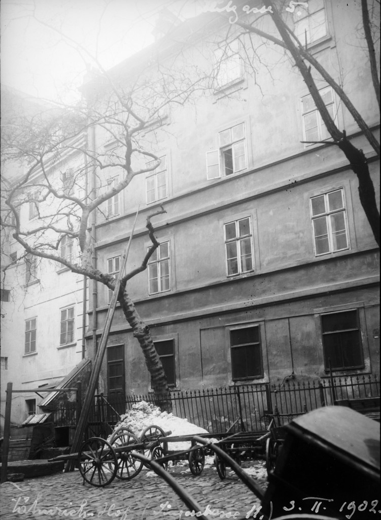 Singerstraße. Hof von Haus Nr. 11 (Fähnrichhof). Rückfront der Häuser Blutgasse Nr. 5