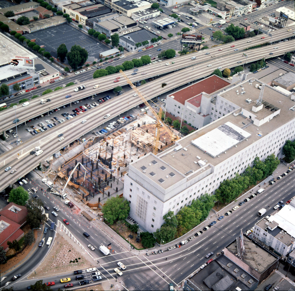 Construction of the San Francisco County Jail. View from a height
