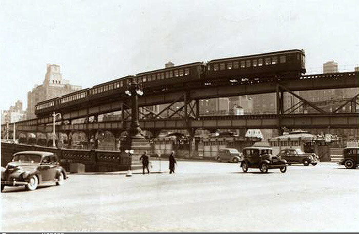 Second Avenue and 59th Street, east El train at Queensborough Bridge.