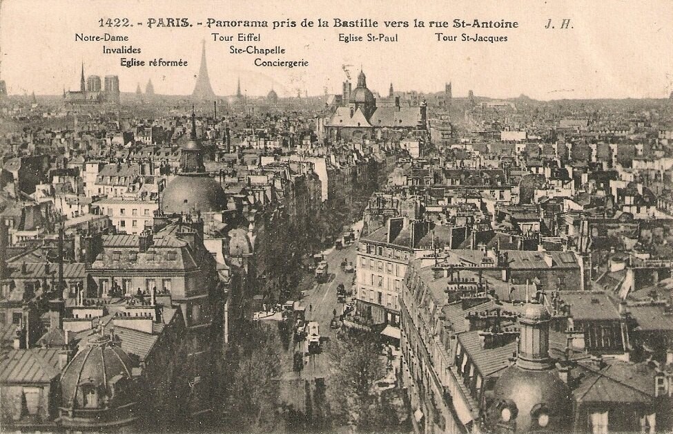 Panorama pris de la Bastille vers la rue St Antoine
