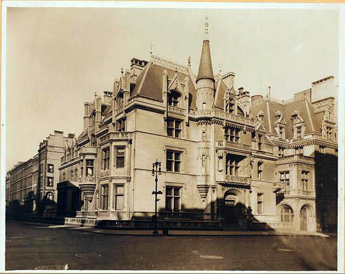 Fifth Avenue at N.W. corner of 52nd Street, showing William K. Vanderbilt Mansion. About 1925.