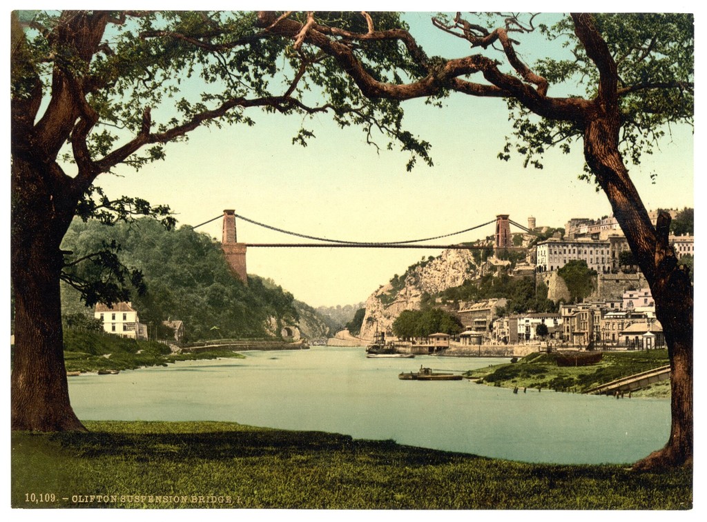 Clifton suspension bridge from the ferry. Bristol