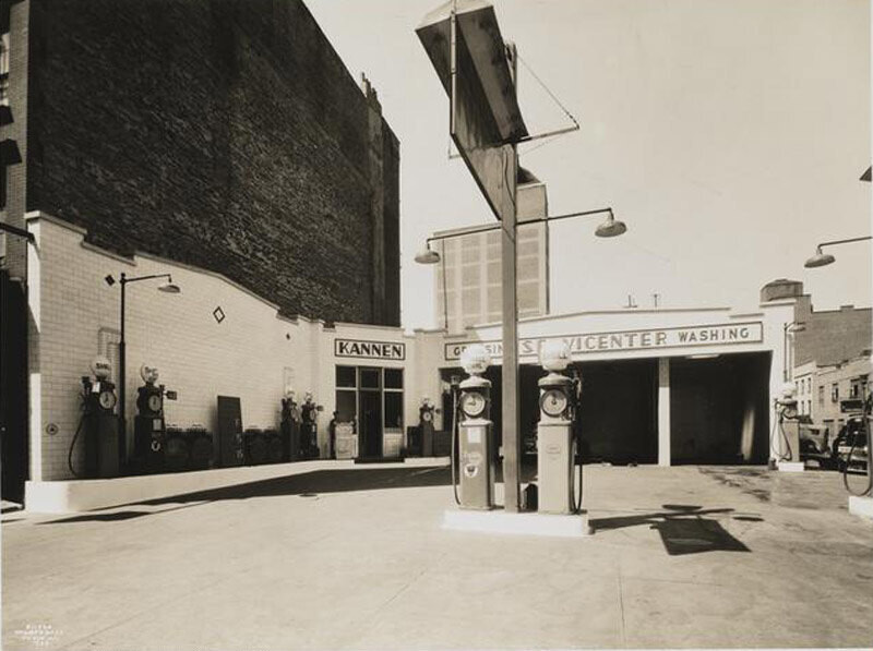 West 47th Street and Eleventh Avenue, southwest corner. Fred Kannen's gas station