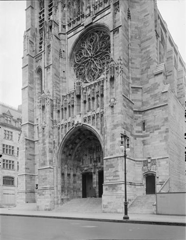 53rd Street and 5th Avenue. St. Thomas Church, detail of front from N.E..