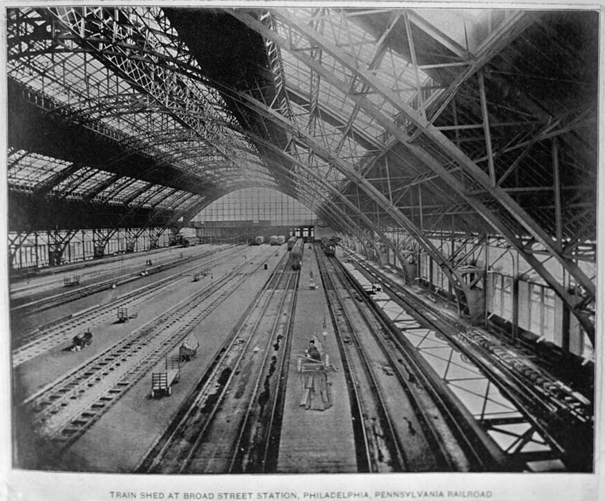 Interior of the train shed, looking east toward headhouse