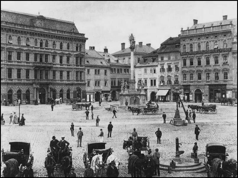 Brno, náměstí Svobody, Drožky a koňské povozy na náměstí