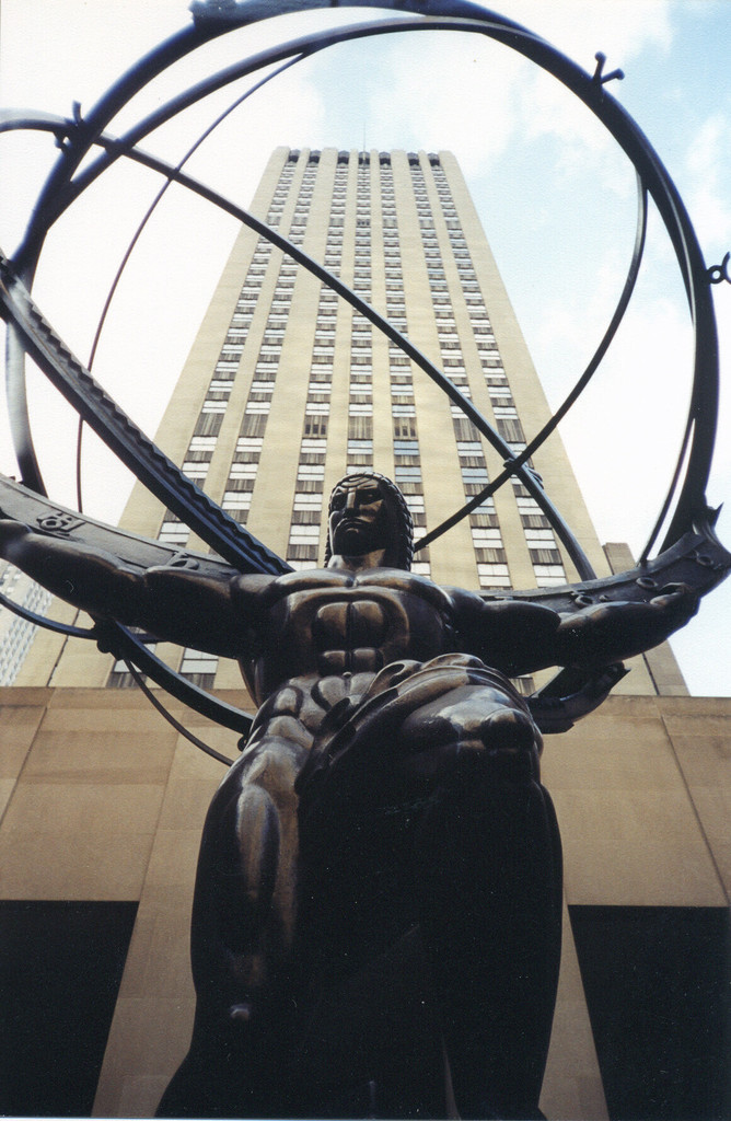 Atlas on the background of one of the buildings of Rockefeller Center