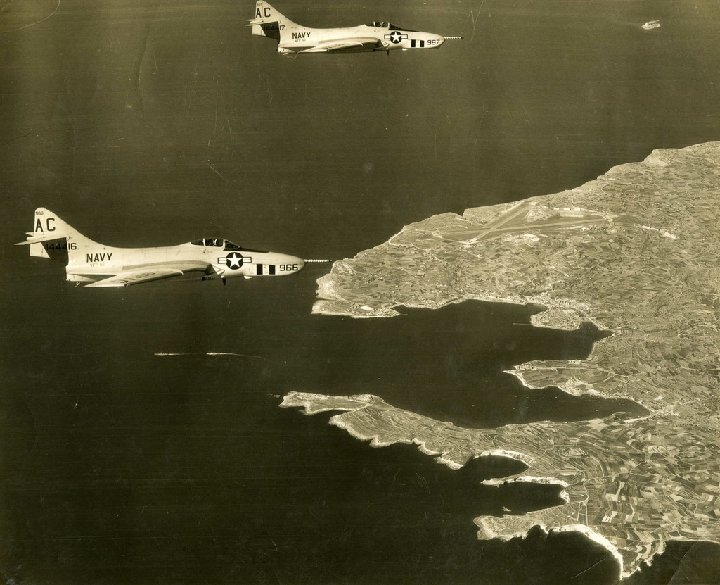 Malta. Two Grumman F9F-8P Cougar Aircraft