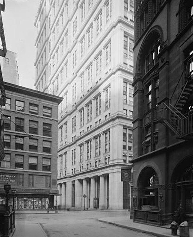 Broadway and Dey Street. New York Telephone and Telegraph Building, from Dey (? John) Street