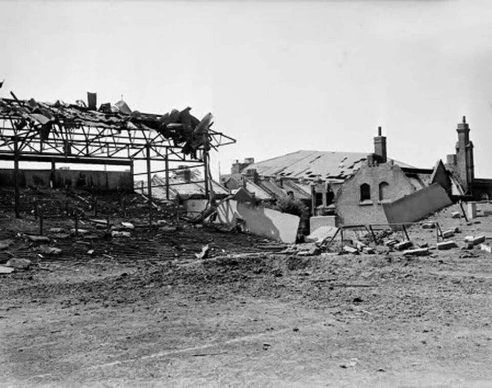 War-time damage to the Boleyn Ground