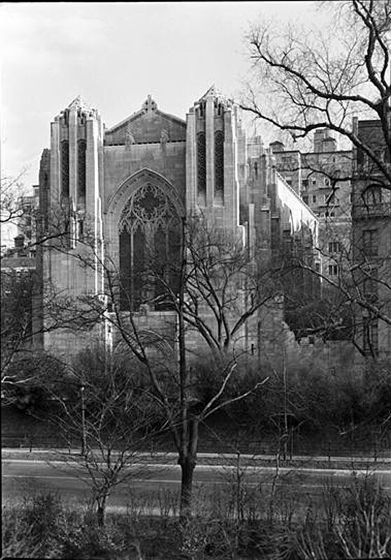Church of the Heavenly Rest. Exterior over park from reservoir.