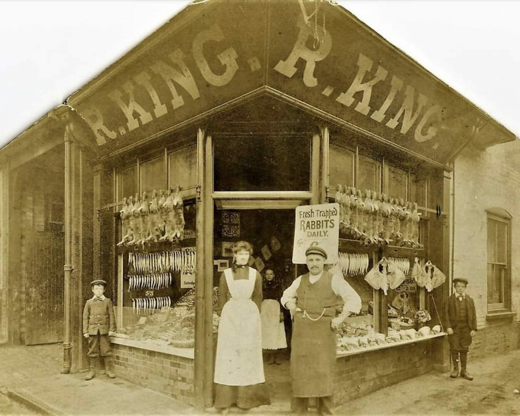 Robert King and his family outside their fishmongers