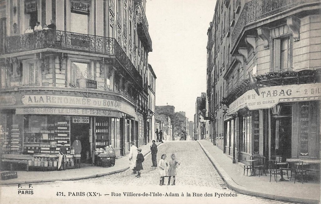 Rue Villiers de l'Isle Adam à la rue des Pyrénées - A la renommée du Bon Café