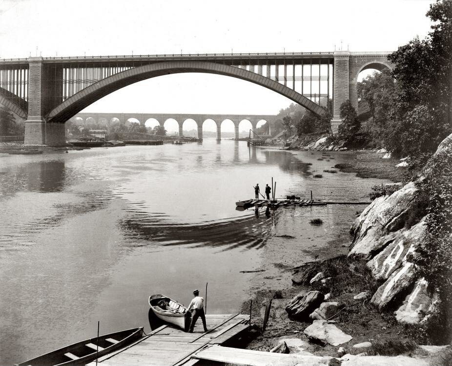 The Washington Bridge and the High Bridge over the Harlem River