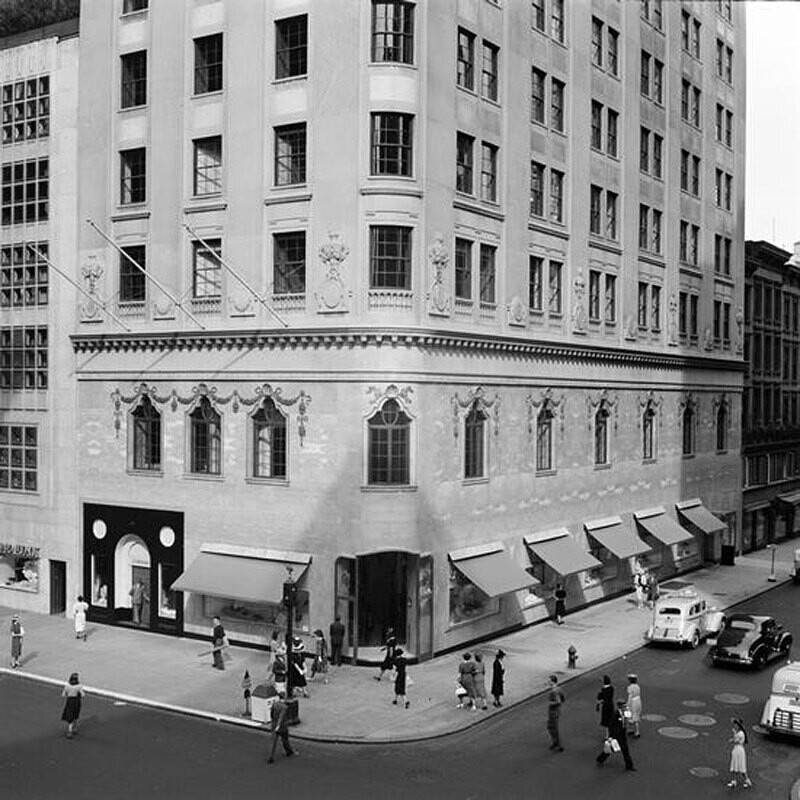 Fifth Avenue and 54th Street. I. Miller shoe store, formerly Aeolian Building