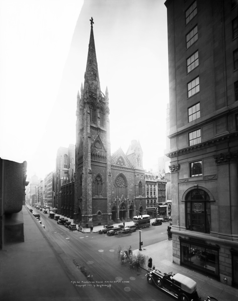 Fifth Avenue, north west corner West 55th Street. Presbyterian Church