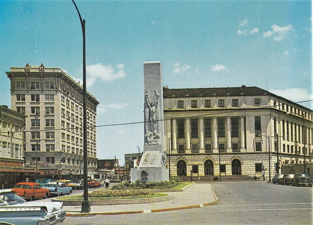 The Alamo Cenotaph and U.S. Post Office