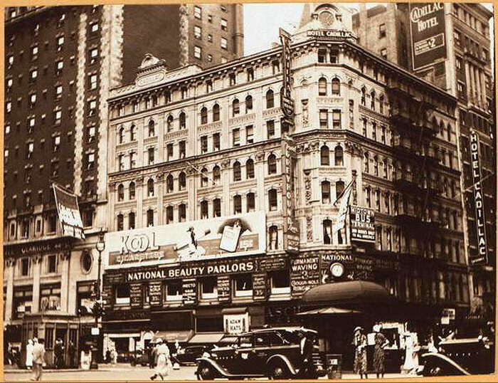 Broadway (Times Square), at the N.E. corner of West 43rd Street