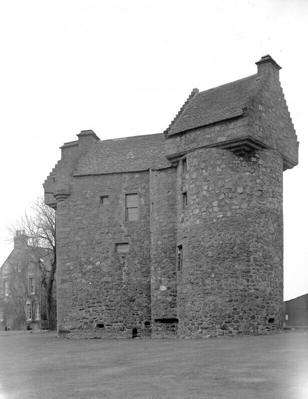 Dundee, Claypotts Castle. General view from North-East