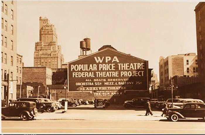 Seventh Ave., at the N.E. corner of West 53rd Street, showing the side of the Adelphi Theatre