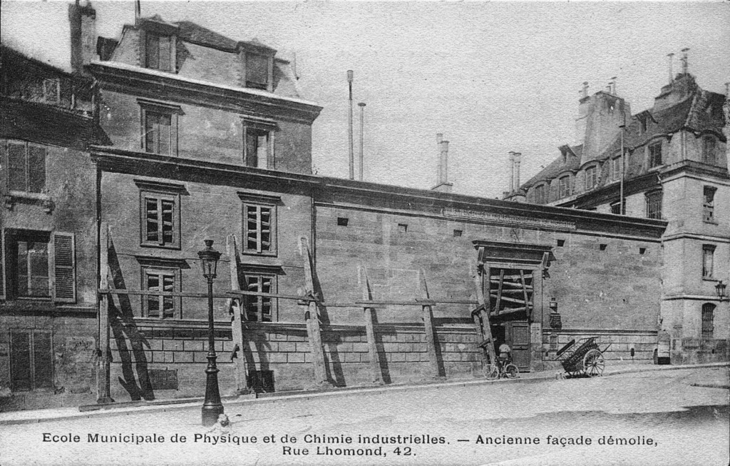 École Municipale de Physique et de Chimie Industrielles. Ancienne façade demolie. Rue Lhomond, 42