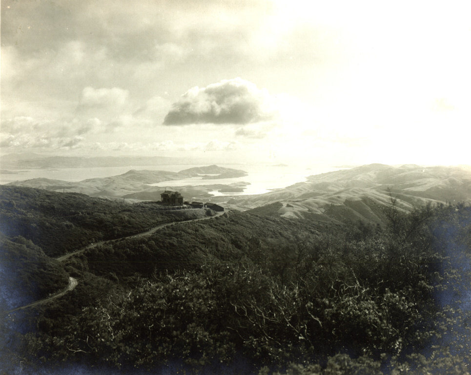 View of the Railroad Route to the Summit of Mount Tamalpais with the West Point Inn in the distance