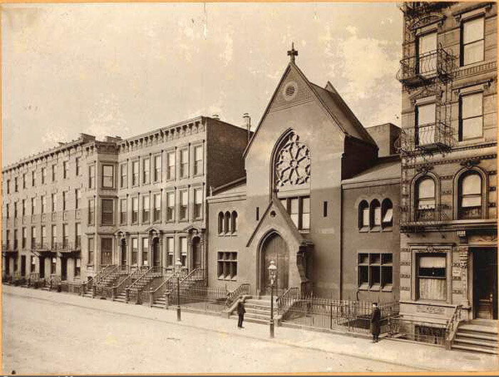 239-241 is the Church of Our Lady of Peace. About 1905.