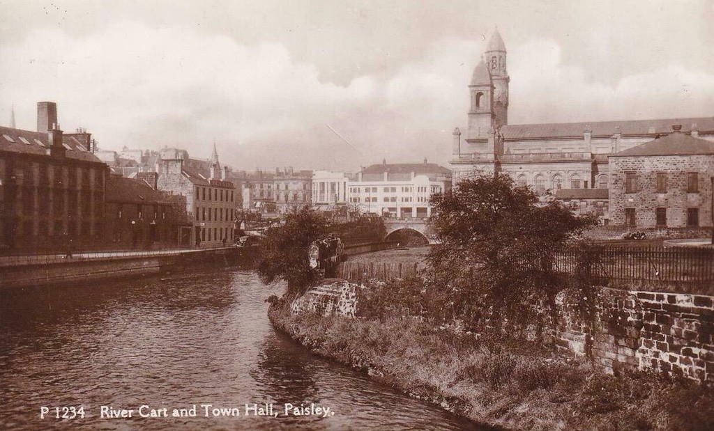 Paisley. River Cart and Town Hall