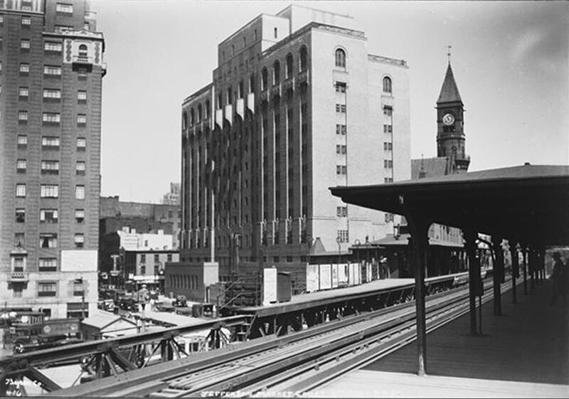 Jefferson Market Court Bldg, 6th Ave. & 9th St. Elevated Station.