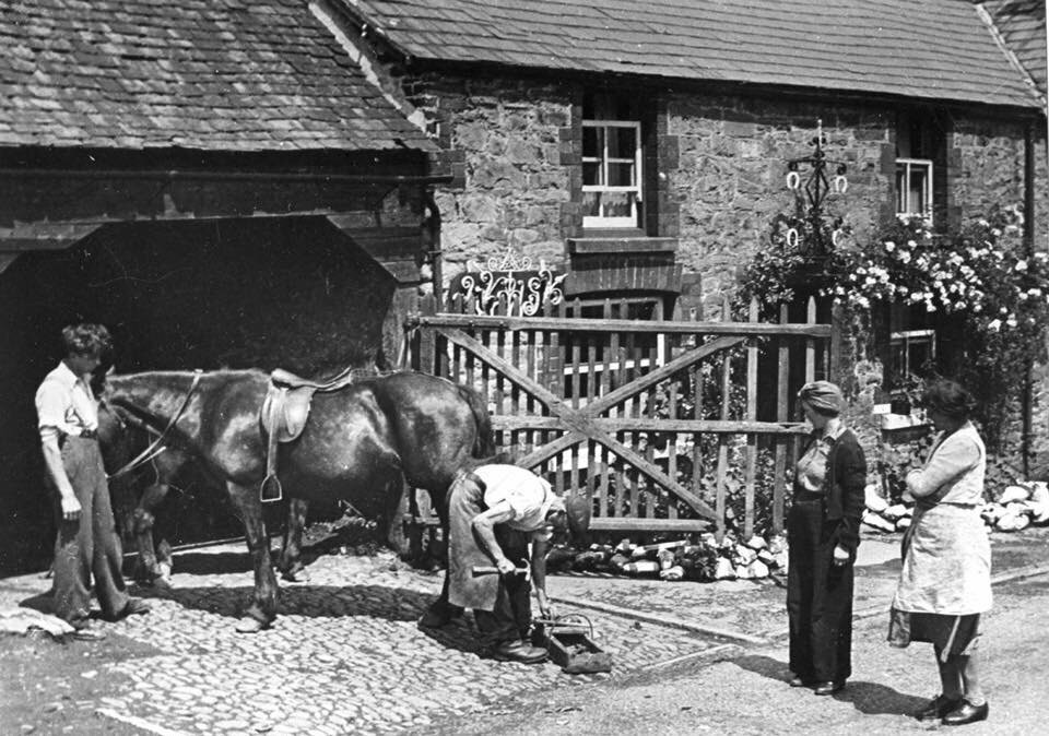 Shoeing a horse at the forge in Nant-yr-arian