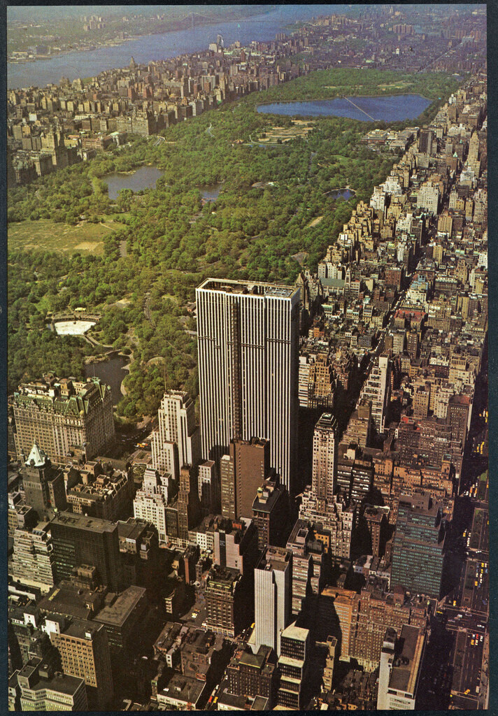 Aerial view of the General Motors Building nearing completion. May 1968.