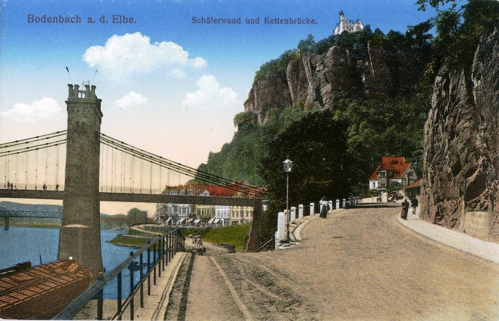 Bodenbach. Shepherd stěny a Řetězový most