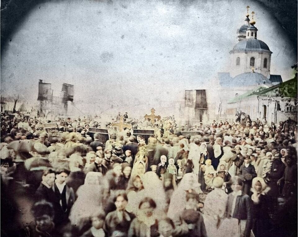 Religious procession near the Church of the Intercession