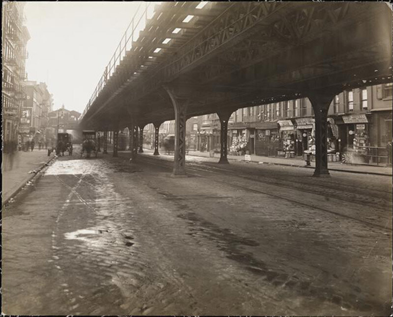 Under the elevated train tracks on 9th Avenue and 25th Street.