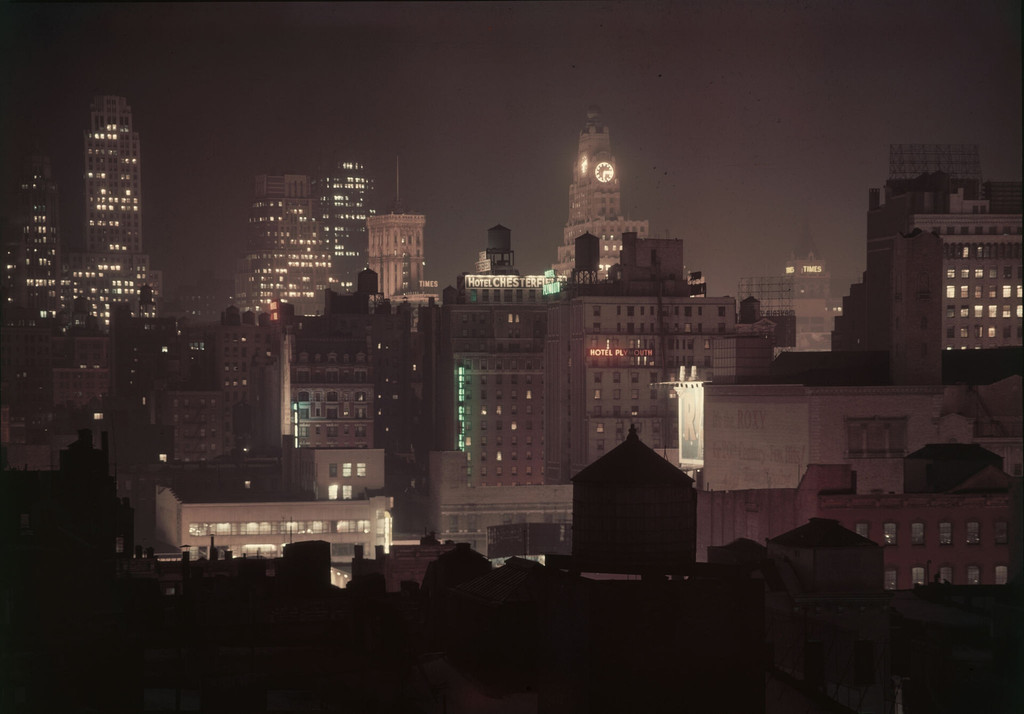 Night time view of Midtown Manhattan