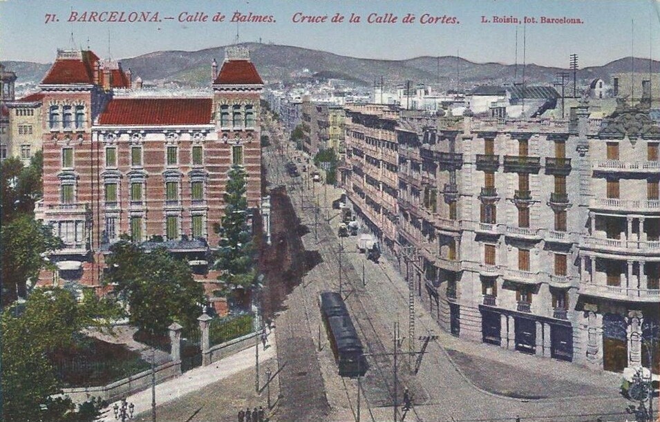Calle de Balmes. Cruce de la Calle de Cortes