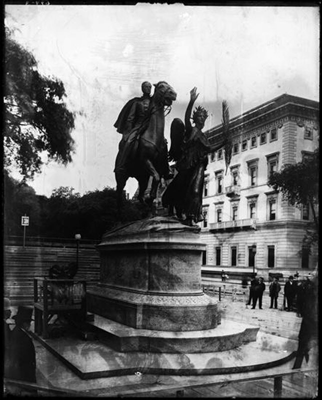 Statue of Sherman in Central Park, 5th Avenue and 59th Street. Setting and pedestal by Charles McKim