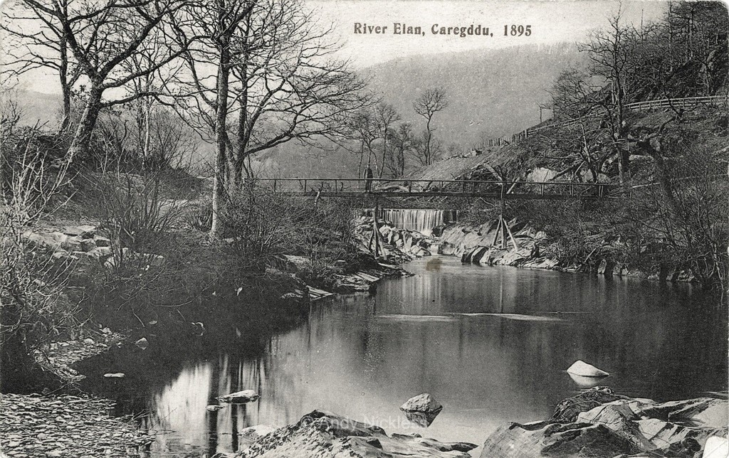 Footbridge over river Elan before the flooding of the valley