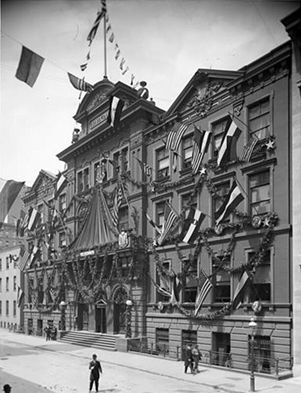 115 East 58th Street. Liederkranz Hall [decorated with bunting.]