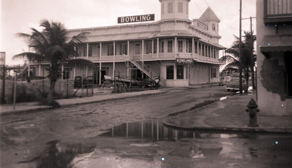 Key West. Curry & Sons building on Front Street when it was a bowling alley