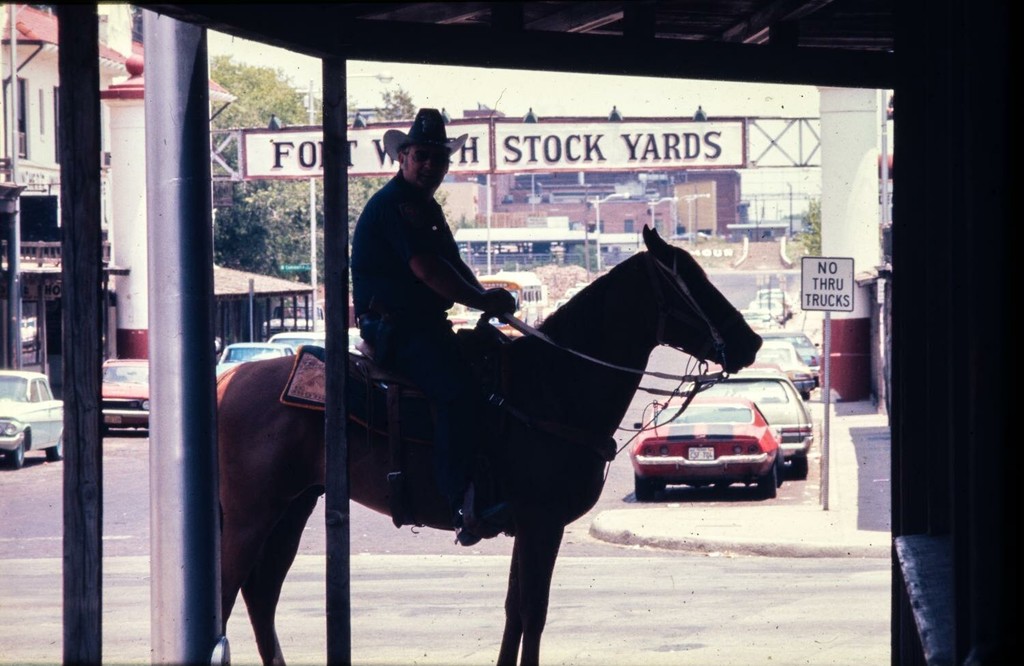 Police officer mounted on a horse at Exchange Street