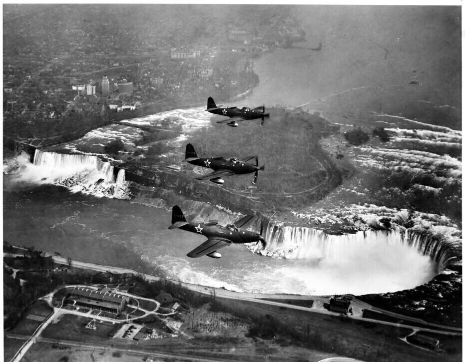 Bell P-63 over Niagara Falls