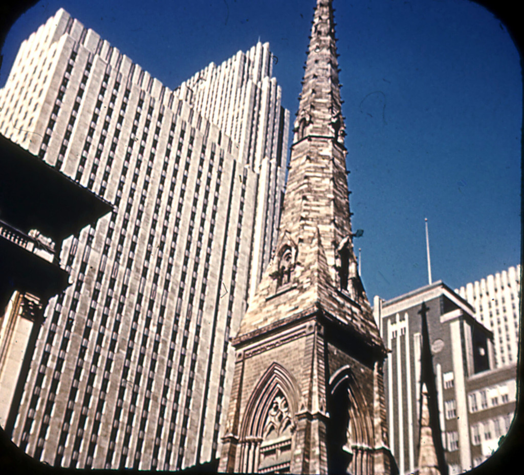 Rockefeller Center and Collegiate Church of St. Nicholas in foreground