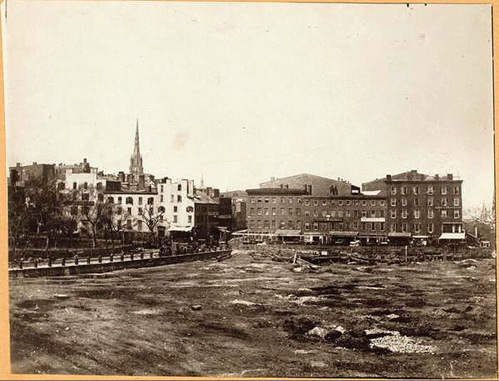 Battery Place, from Greenwich (left) to West (right) Streets, as viewed northward from Battery Park