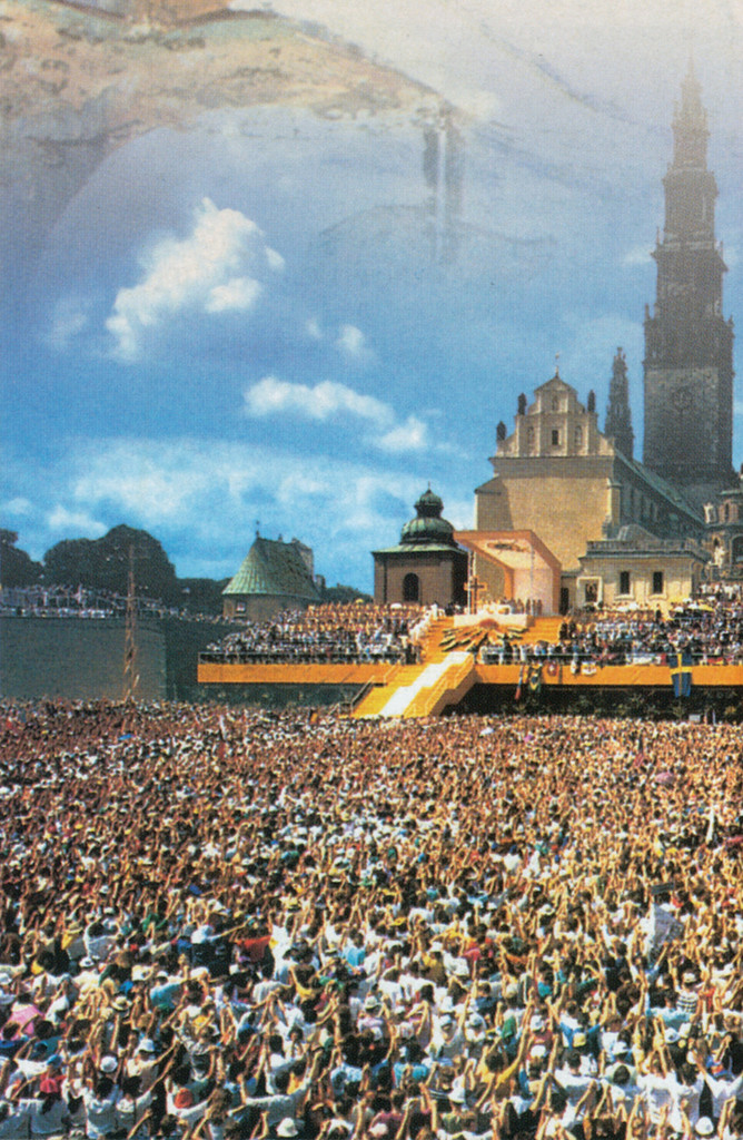 The meeting of Pope John Paul II in a square in the monastery of Jasna Gora in Czestochowa