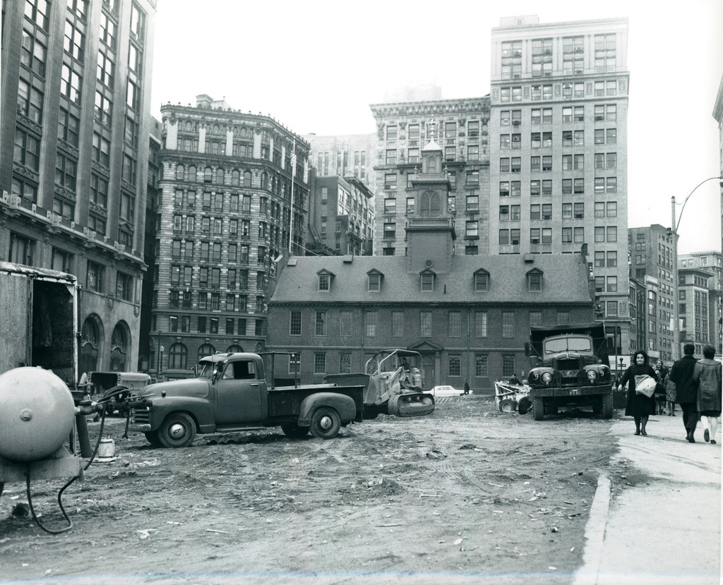 Demolition of 10 State Street. View of Old City Hall