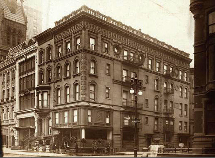 Fifth Avenue at S.W. corner of 56th Street. About 1910