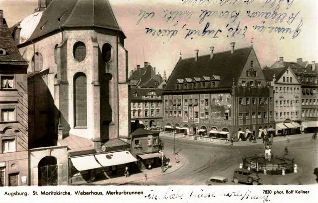 St. Moritzkirche, Weberhaus & Merkurbrunnen